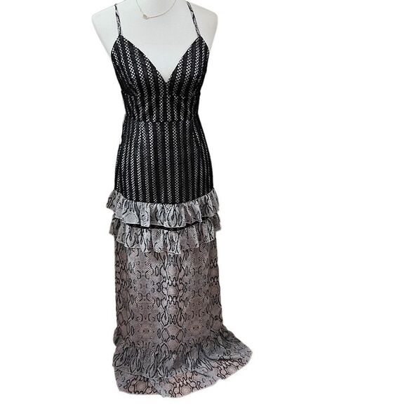 Bellevue Mia Lace Maxi Dress w/ Snakeskin Print Fits Medium Evening - Picture 9 of 13